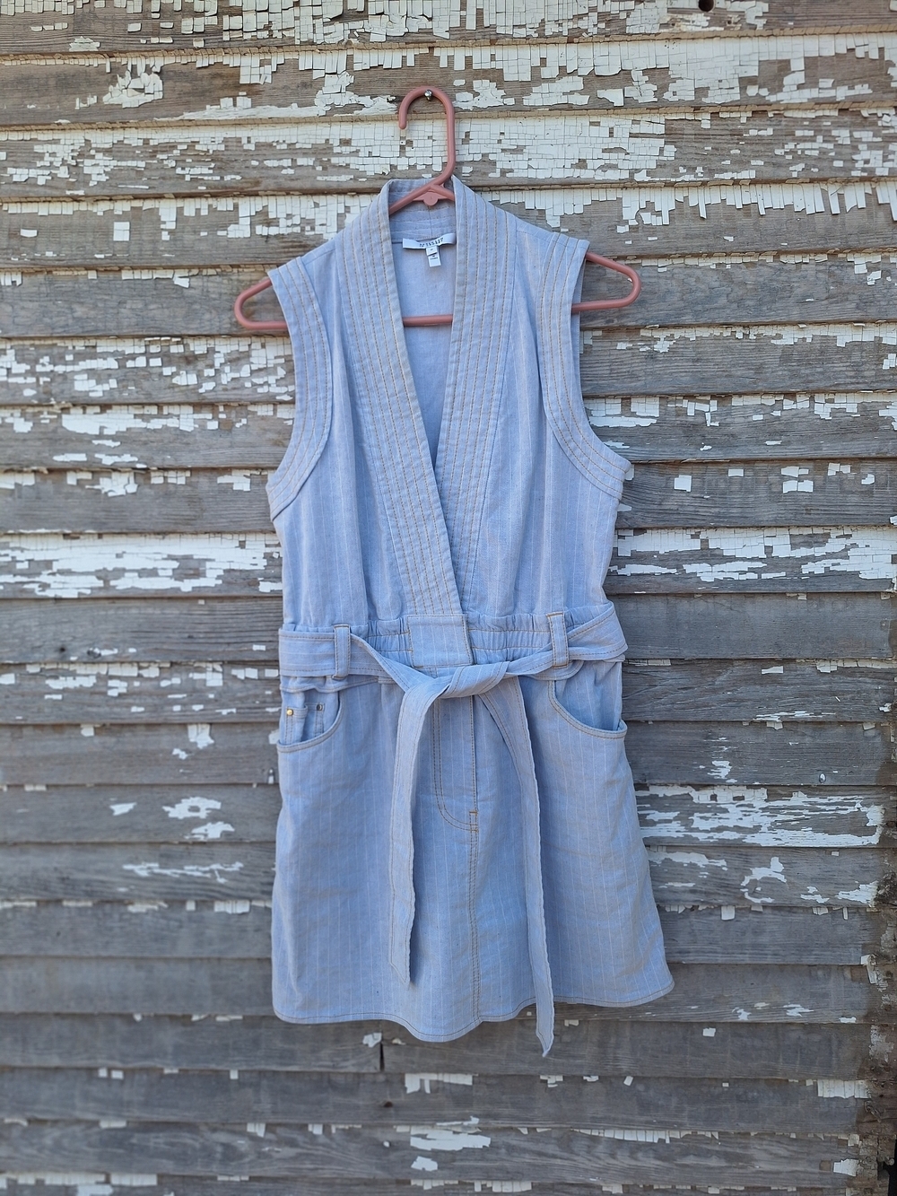 10 Crosby Derek Lam Light Blue Sleeveless Belted Dress Size 10
